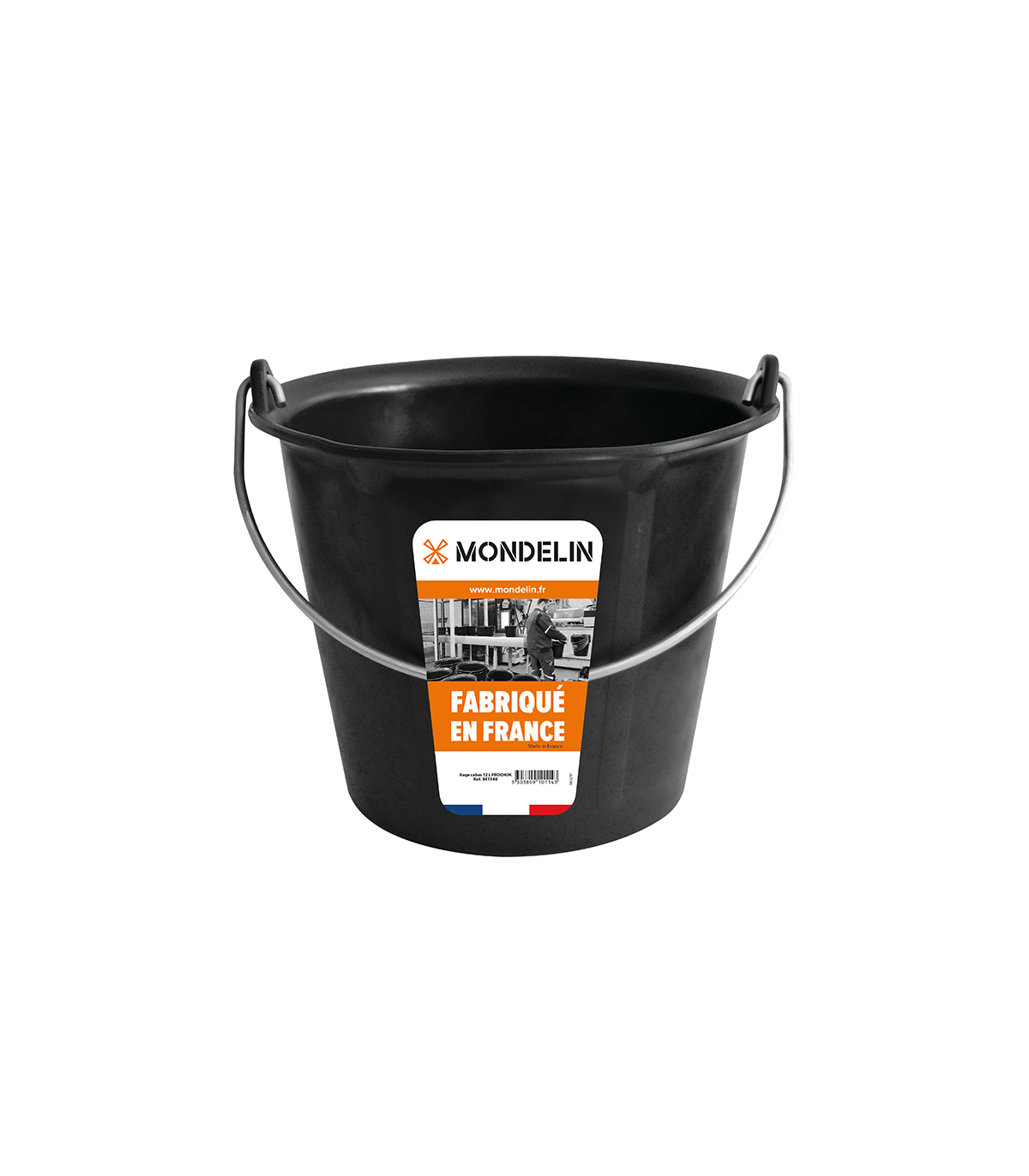 Seau Prochok noir 12L anse 6,8mm MONDELIN
