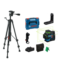 Laser lignes vert 360° GLL 12V-100-33 CG + Trepied BT 150 + batterie GBA 2 Ah + Chargeur GAL 12V-40 BOSCH