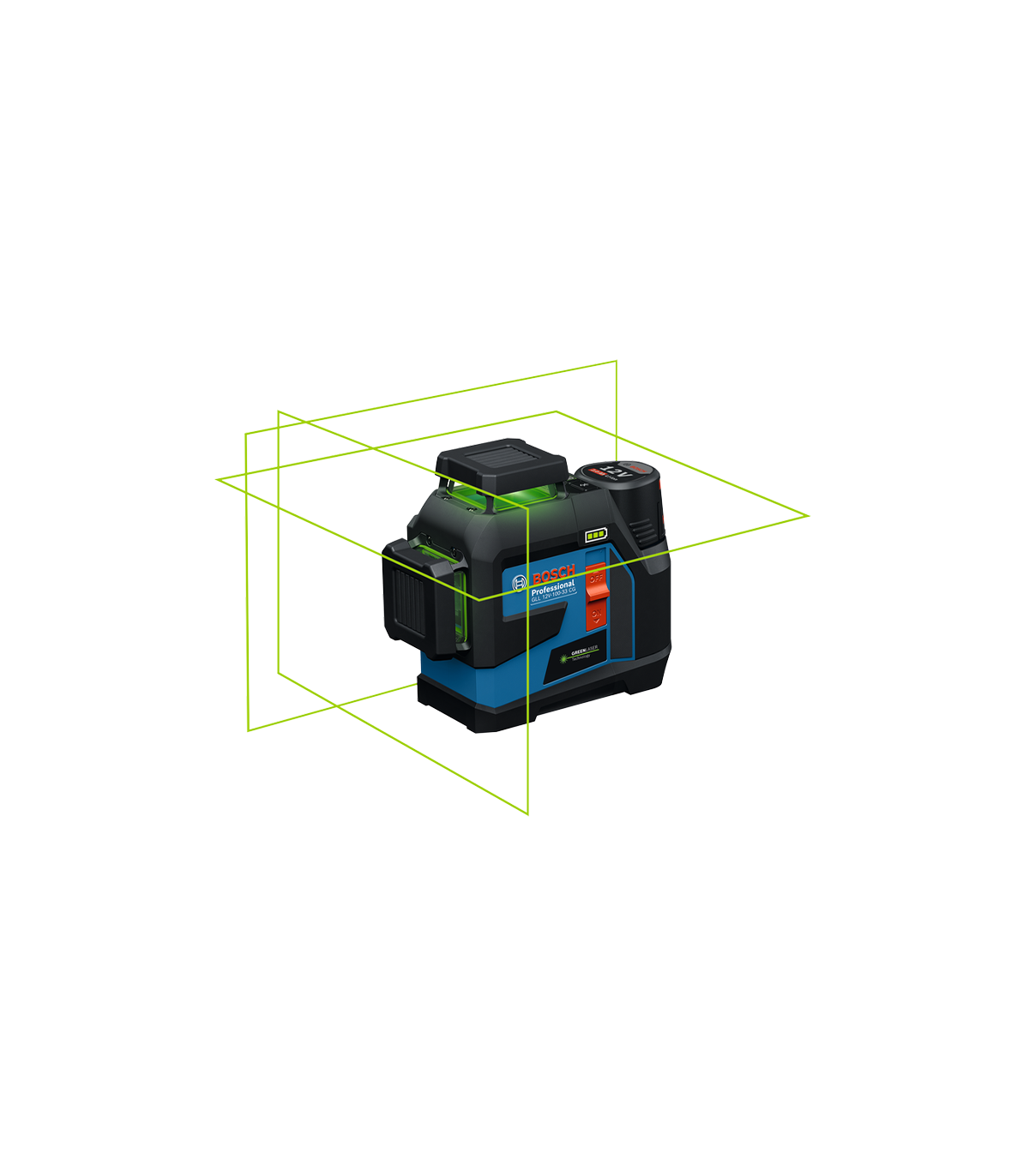 Laser lignes vert 360° GLL 12V-100-33 CG + Trepied BT 150 + batterie GBA 2 Ah + Chargeur GAL 12V-40 BOSCH
