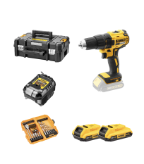 Perceuse-visseuse 18V DCD777NT + 2 batteries 18V 2Ah + 1 Chargeur DCB1102-QW + 1 coffret d'accessoire DEWALT