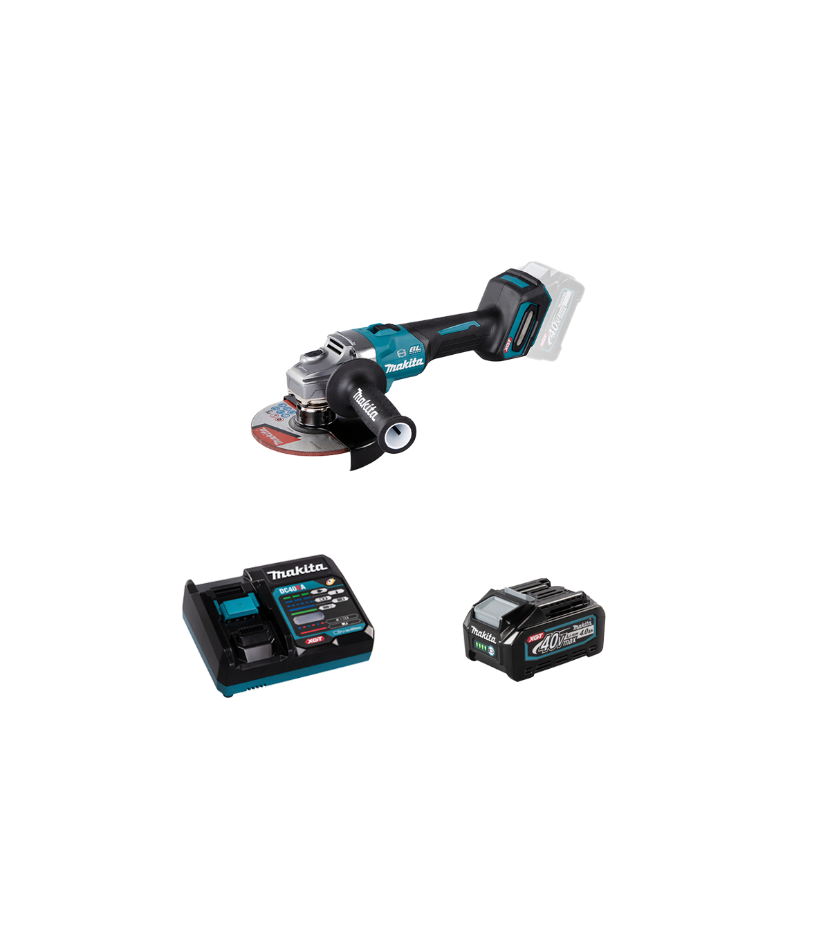 Meuleuse Ø150mm 40V GA035GZ + 1 batterie 40V 4 Ah + chargeur rapide DC40RA MAKITA