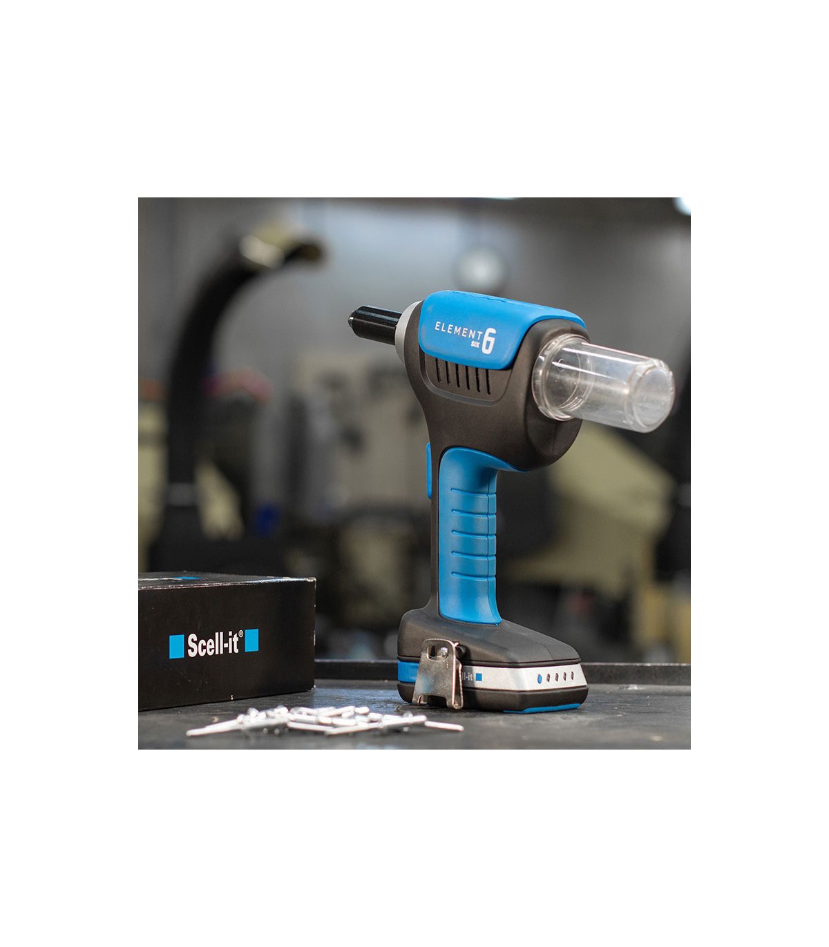 Riveteuse sans fil 18V Ø4,8 à 6,4mm E-6 + 2 batteries 18V 2 Ah + chargeur rapide SCELL-IT