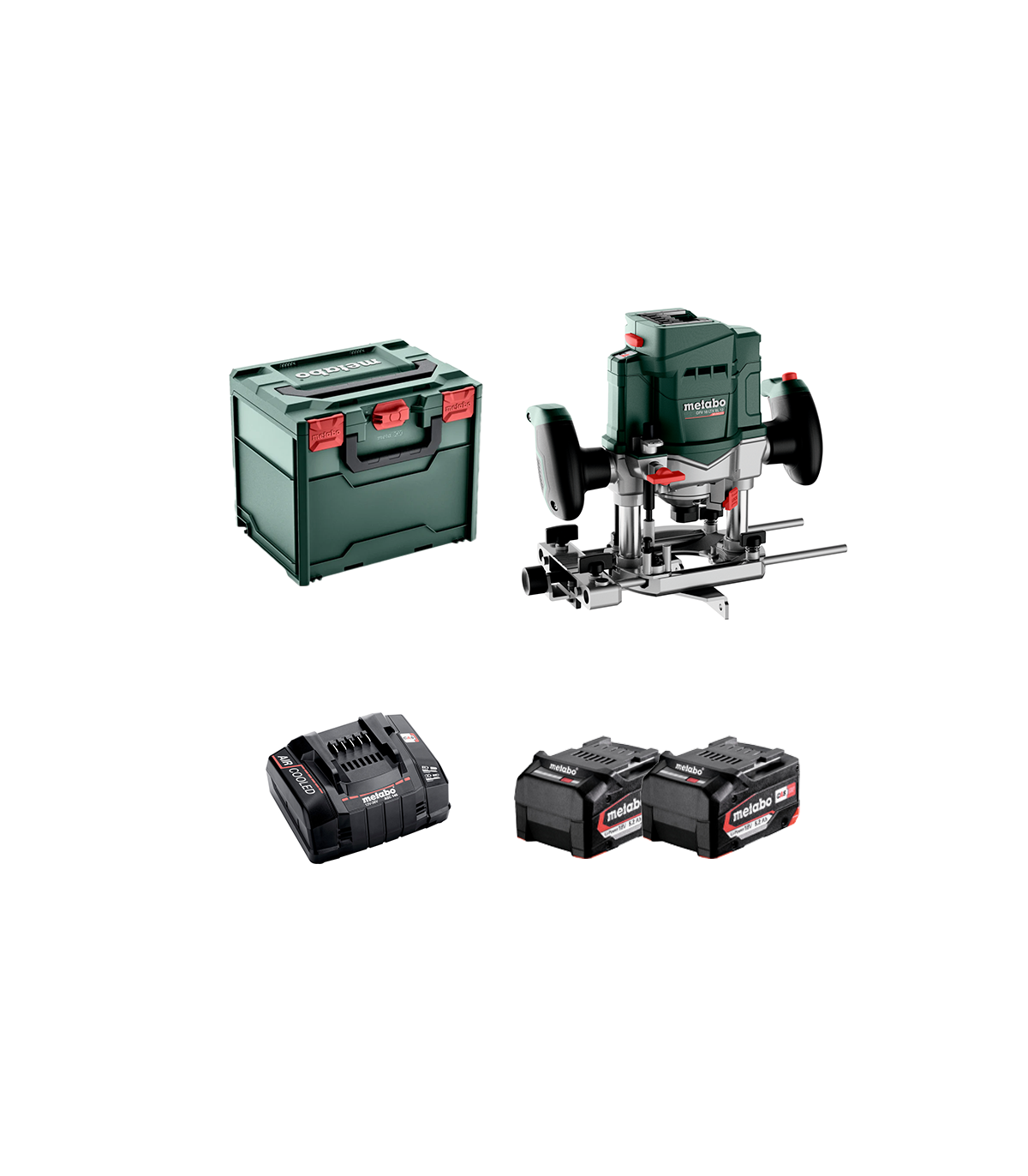 Défonceuse 18V OFV 18 LTX BL 12 + 2 batteries 18V 5,2 Ah + Chargeur rapide ASC 145 METABO