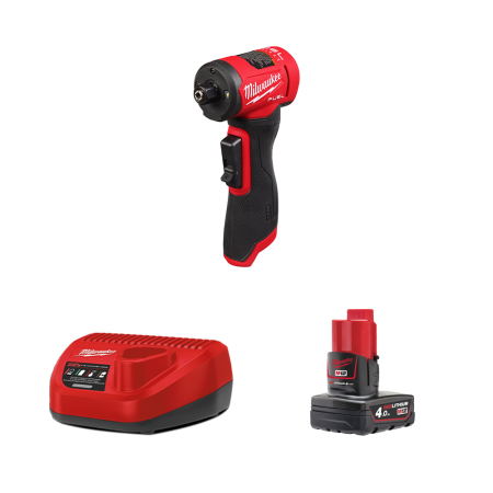Meuleuse droite coudée M12 FDGA2-0 + 1 batterie 4 Ah 12 V + 1 chargeur C12C MILWAUKEE