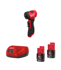 Meuleuse droite coudée M12 FDGA2-0 + 2 batteries 2 Ah 12 V + 1 chargeur C12C MILWAUKEE