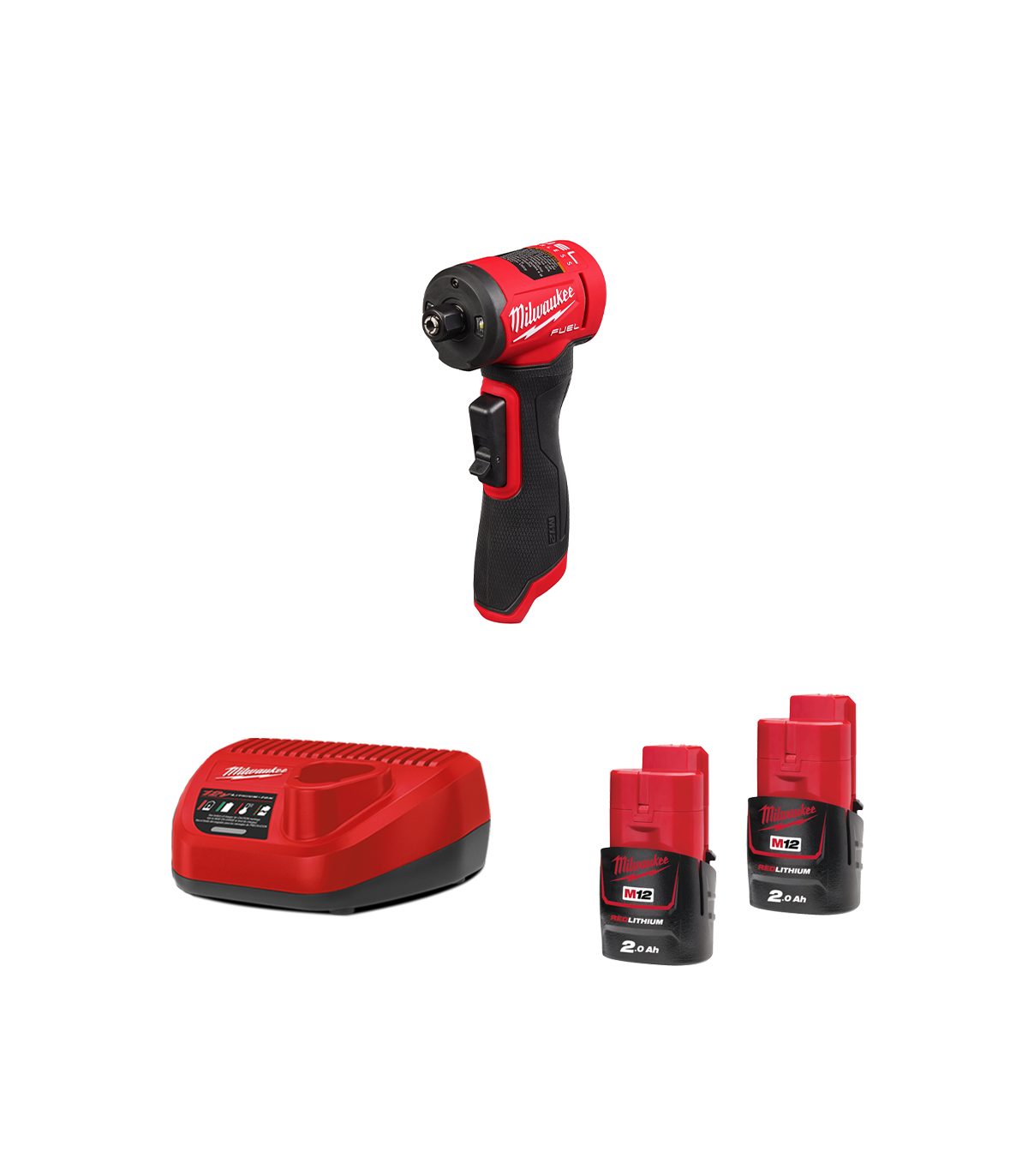 Meuleuse droite coudée M12 FDGA2-0 + 2 batteries 2 Ah 12 V + 1 chargeur C12C MILWAUKEE