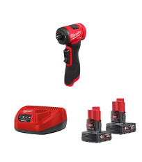 Meuleuse droite coudée M12 FDGA2-0 + 2 batteries 4 Ah 12 V + 1 chargeur C12C MILWAUKEE