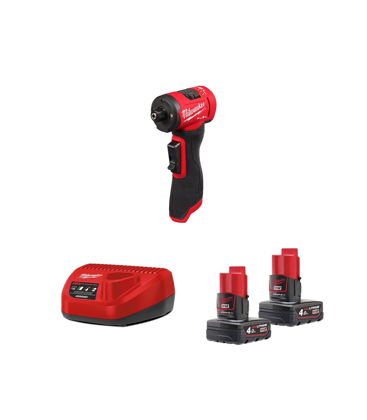 Meuleuse droite coudée M12 FDGA2-0 + 2 batteries 4 Ah 12 V + 1 chargeur C12C MILWAUKEE