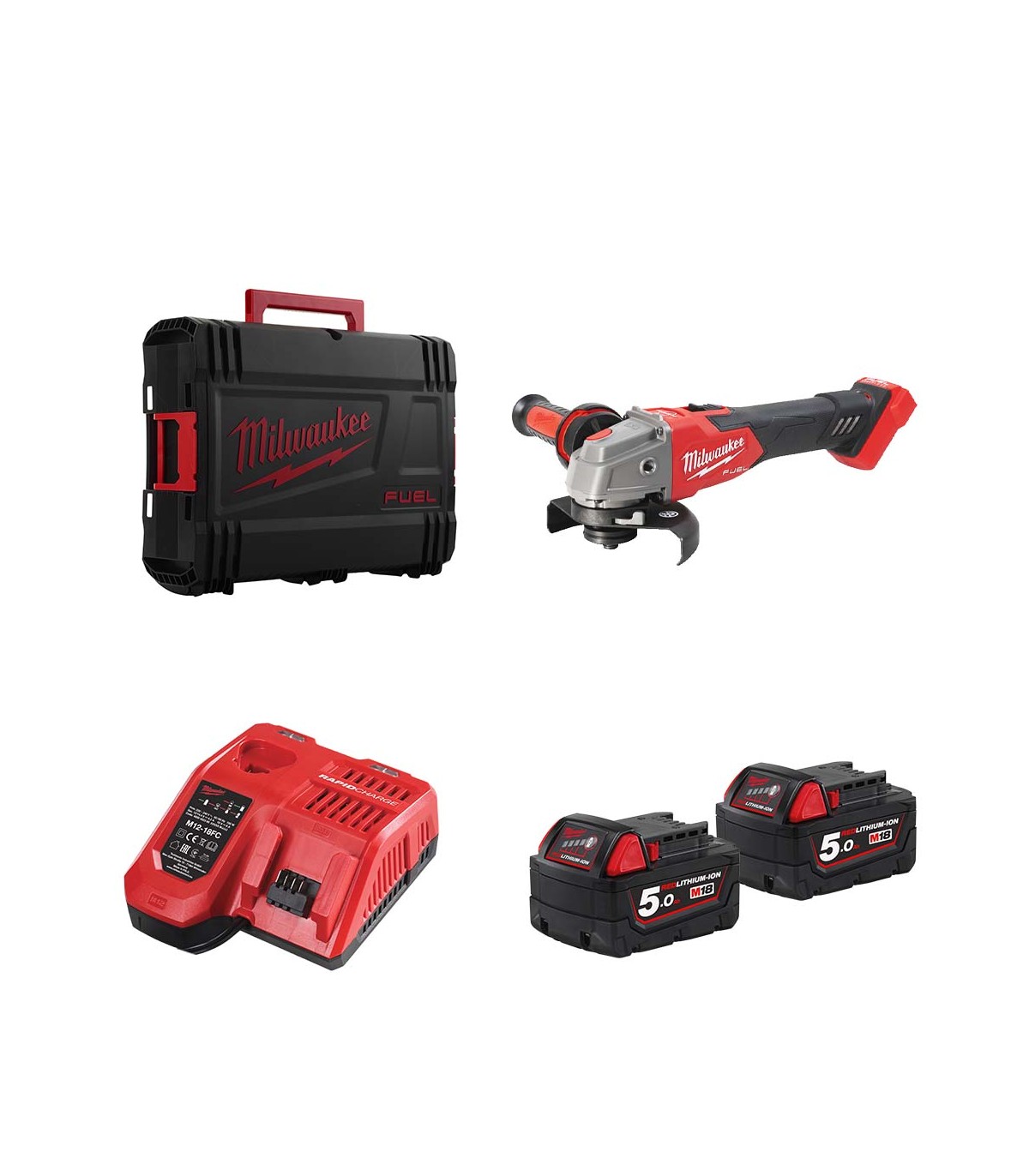 Meuleuse d'angle Ø125 mm M18 FSAGV125XB-0X + 2 batteries18V 5 Ah + chargeur M12-18FC MILWAUKEE