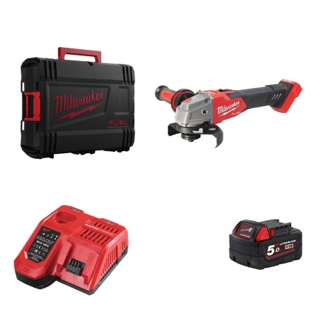 Meuleuse d'angle Ø125 mm M18 FSAGV125XB-0X + 1 batterie 18V 5 Ah + chargeur M12-18FC MILWAUKEE