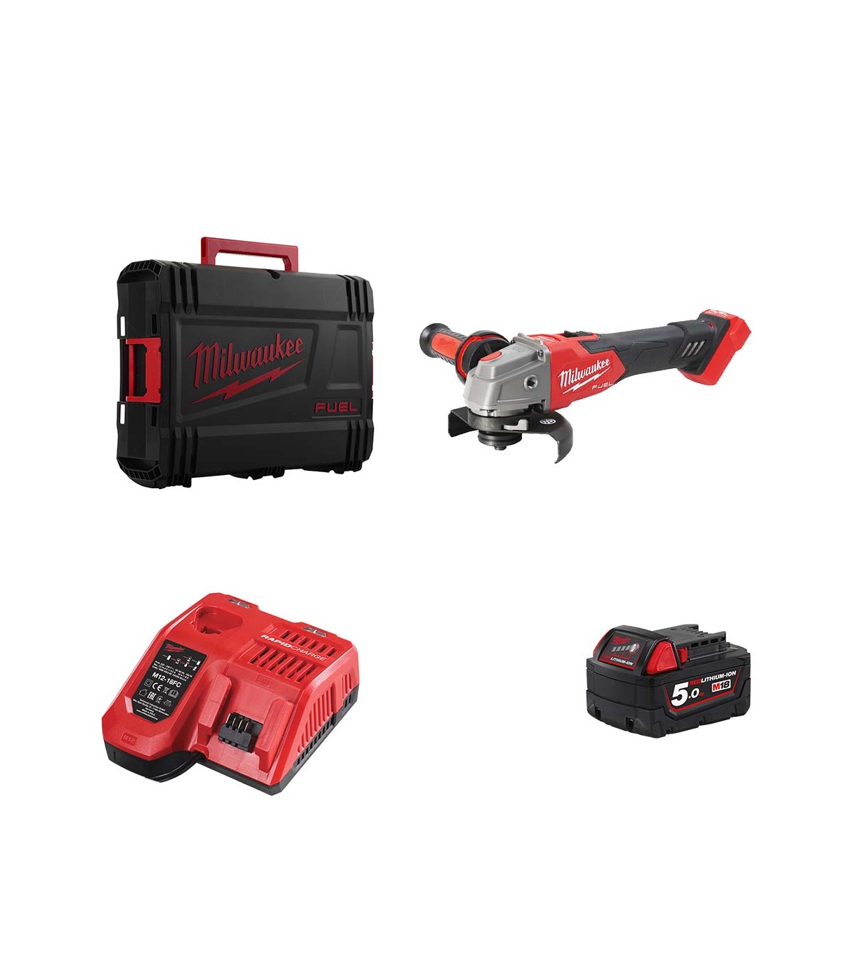Meuleuse d'angle Ø125 mm M18 FSAGV125XB-0X + 1 batterie 18V 5 Ah + chargeur M12-18FC MILWAUKEE