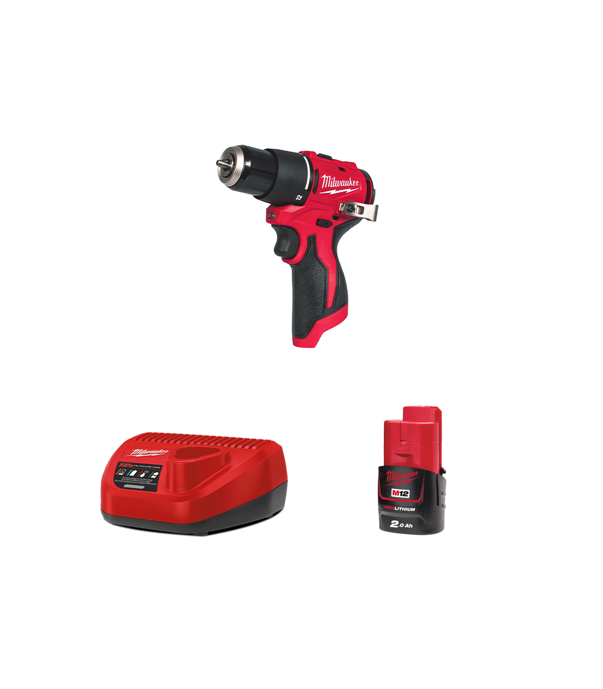Perceuse visseuse à percussion 12V M12 BLPDRC-0 + 1 batterie 2 Ah 12 V + 1 chargeur C12C MILWAUKEE