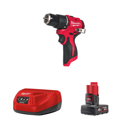Perceuse visseuse à percussion 12V M12 BLPDRC-0 + 1 batterie 4 Ah 12 V + 1 chargeur C12C MILWAUKEE