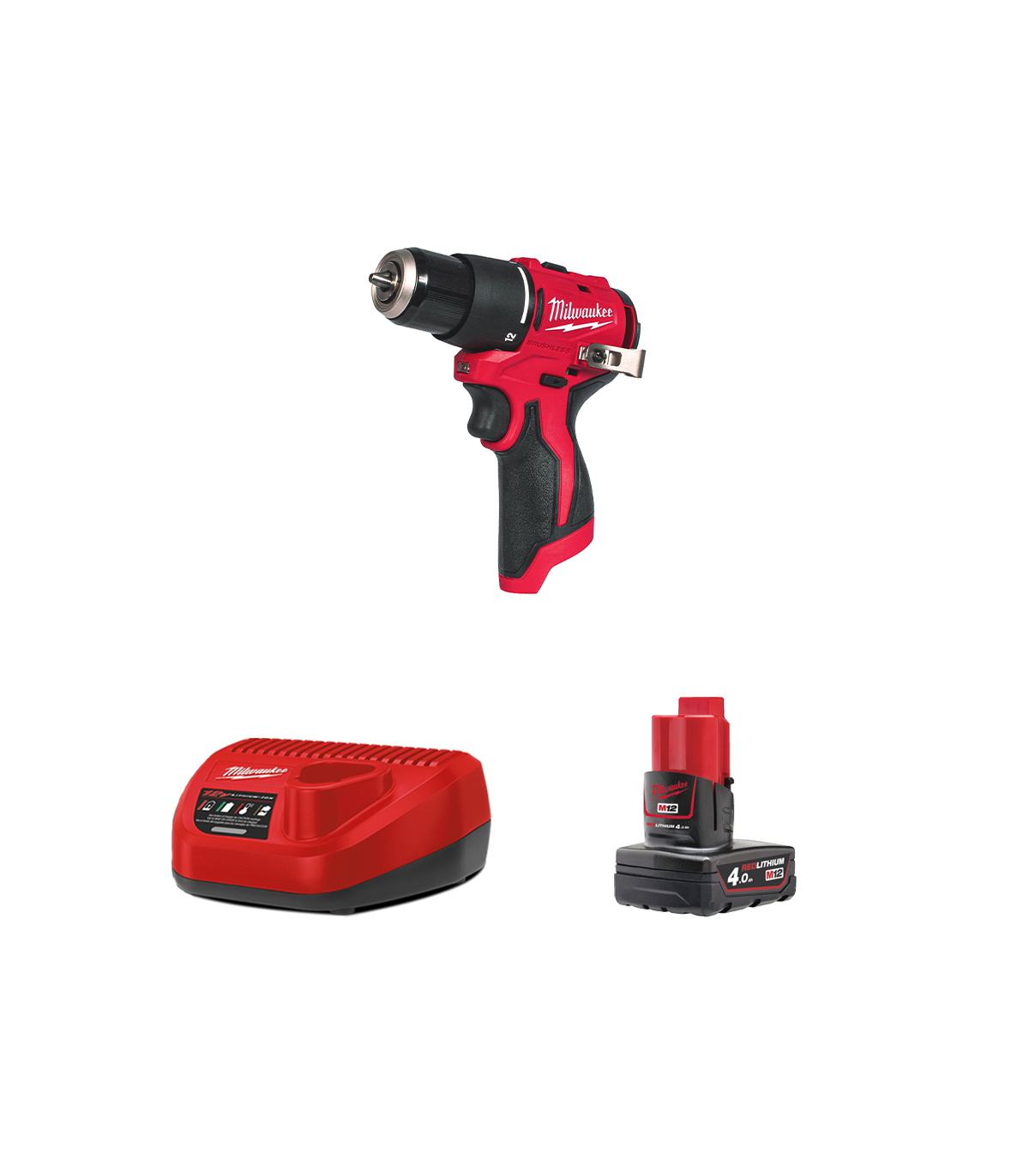 Perceuse visseuse à percussion 12V M12 BLPDRC-0 + 1 batterie 4 Ah 12 V + 1 chargeur C12C MILWAUKEE