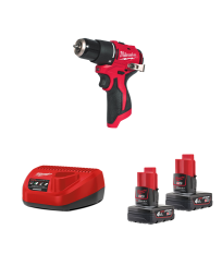 Perceuse visseuse à percussion 12V M12 BLPDRC-0 + 2 batteries 4 Ah 12 V + 1 chargeur C12C MILWAUKEE