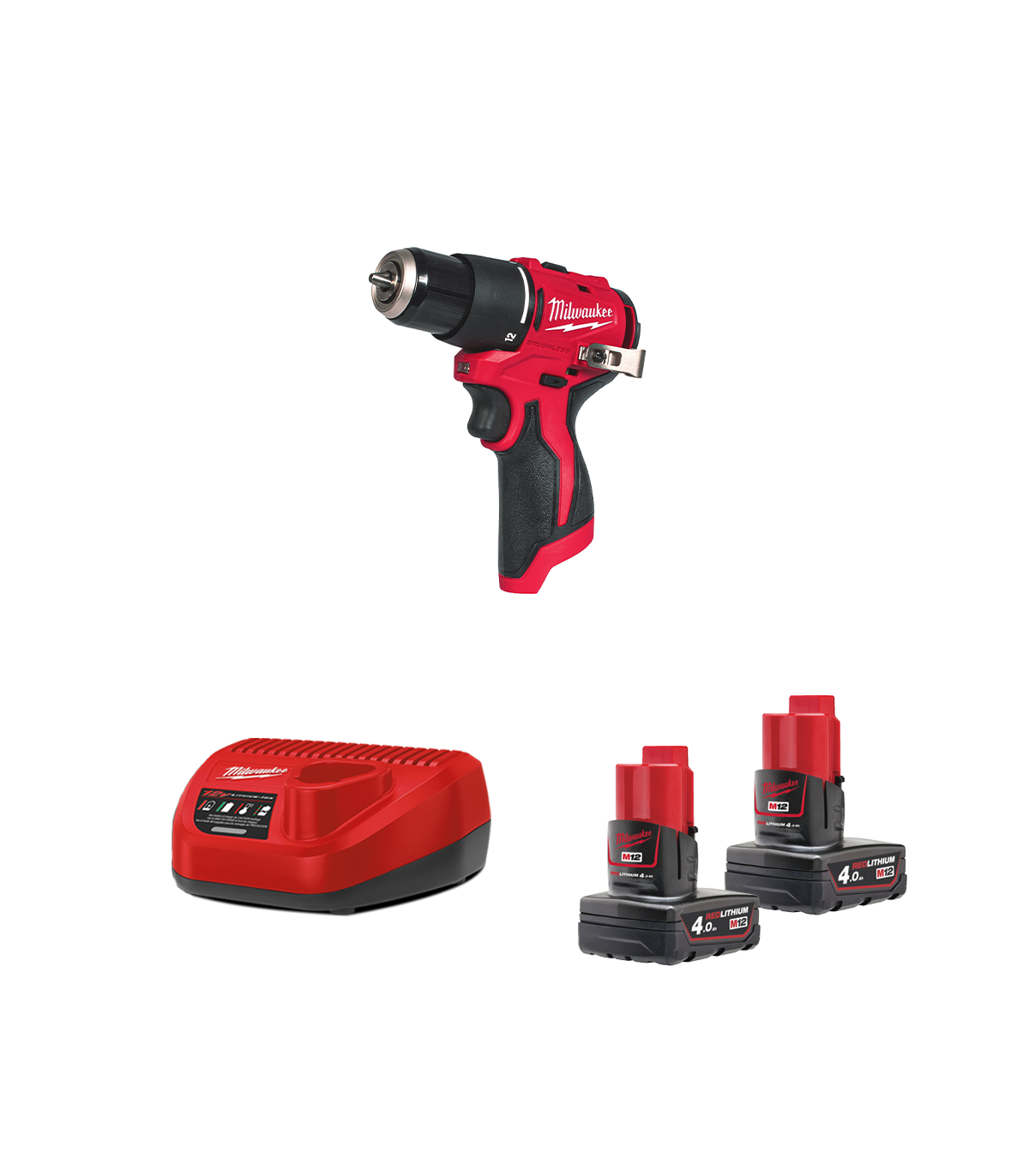 Perceuse visseuse à percussion 12V M12 BLPDRC-0 + 2 batteries 4 Ah 12 V + 1 chargeur C12C MILWAUKEE