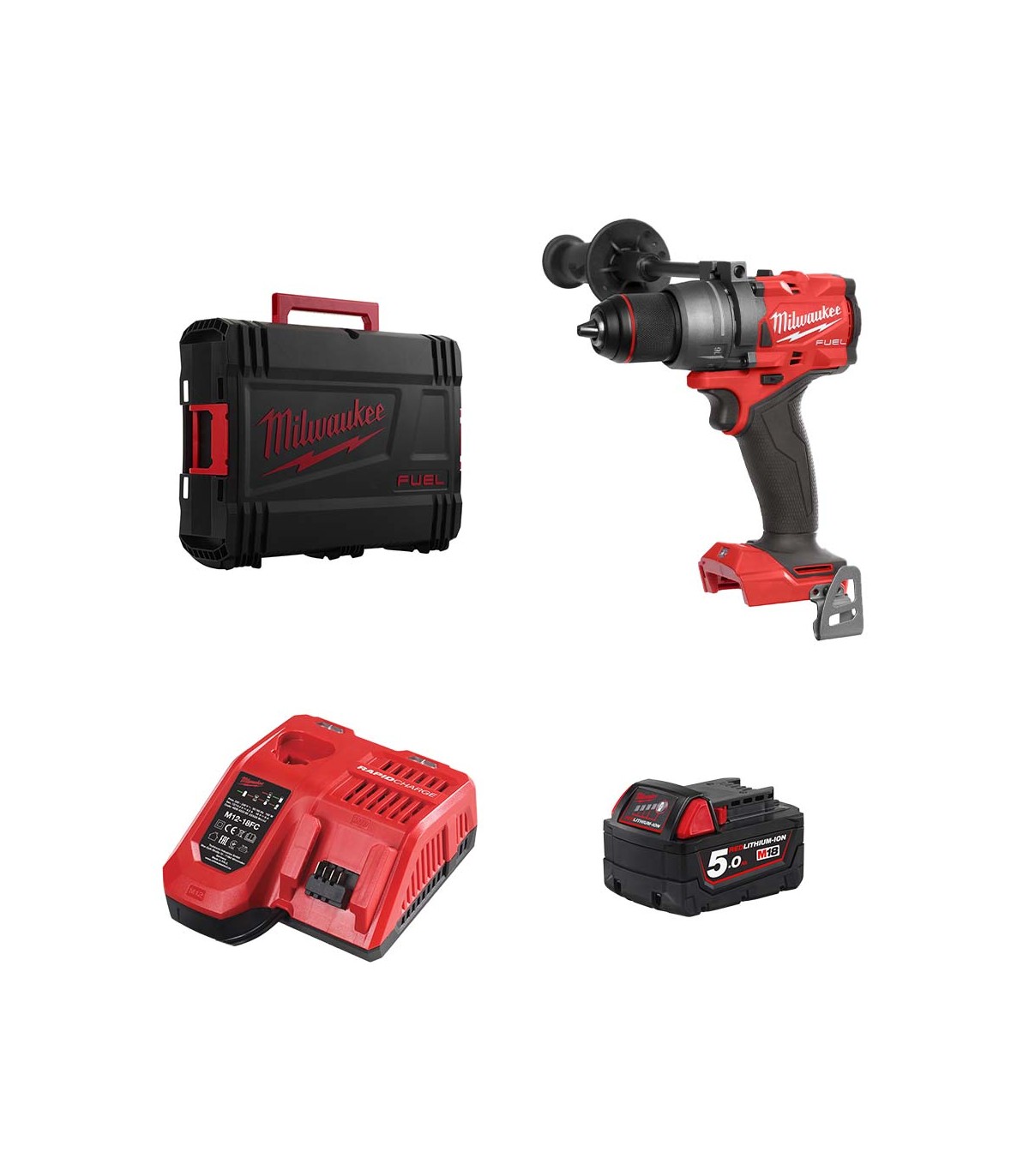 Perceuse visseuse 18V M18 FDD3-0X + 1 batterie 5 Ah + 1 chargeur M12-18 FC MILWAUKEE