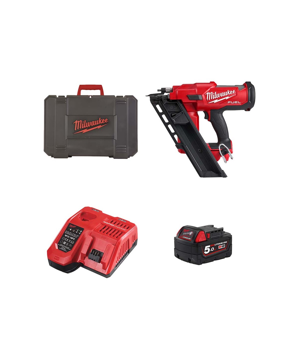 Cloueur de charpente M18 FFN-0C + 1 batterie 18V 5 Ah + 1 chargeur M12-18FC MILWAUKEE