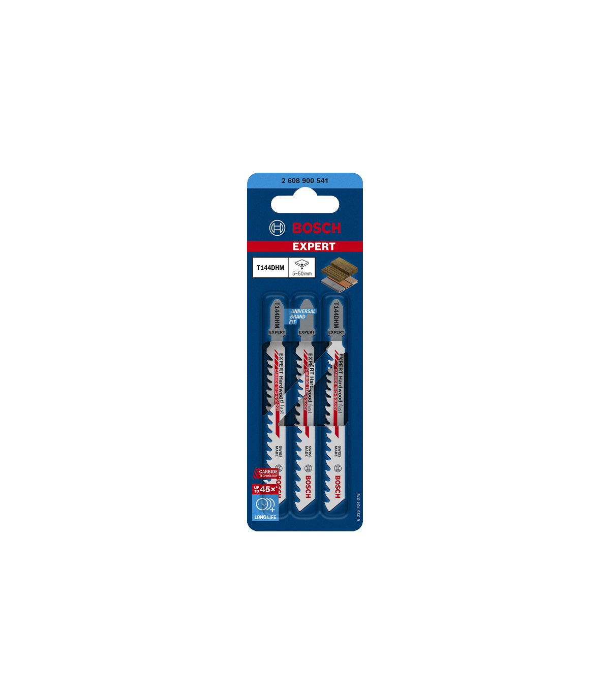 Lot de 3 lames de scie sauteuse 100 mm T 144 DHM Bois BOSCH