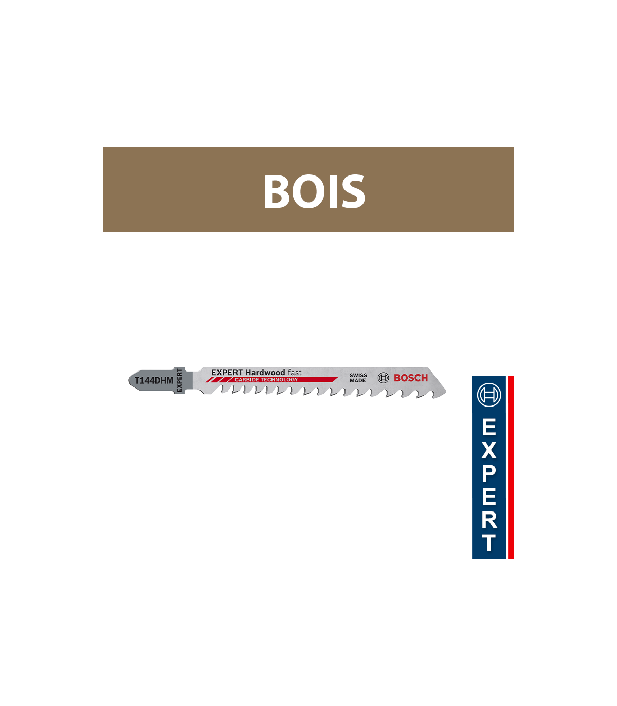 Lot de 3 lames de scie sauteuse 100 mm T 144 DHM Bois BOSCH