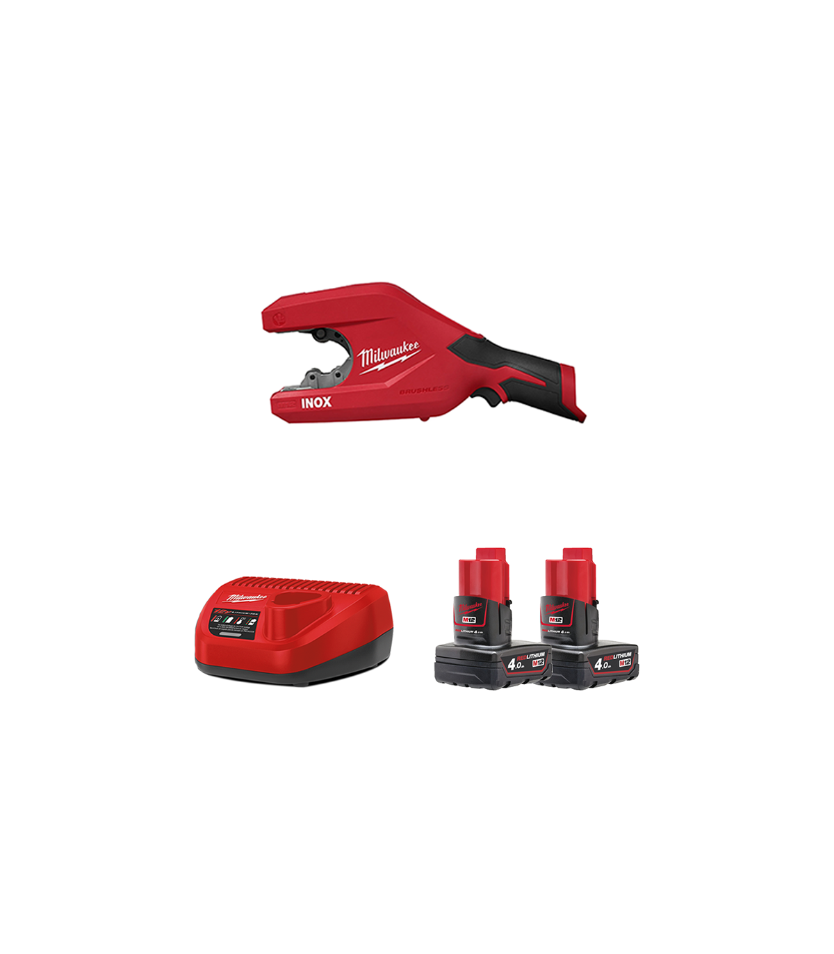 Coupe tube acier inoxydable M12 PCSS54-402C + 2 batteries 4 Ah 12 V + 1 chargeur C12C MILWAUKEE