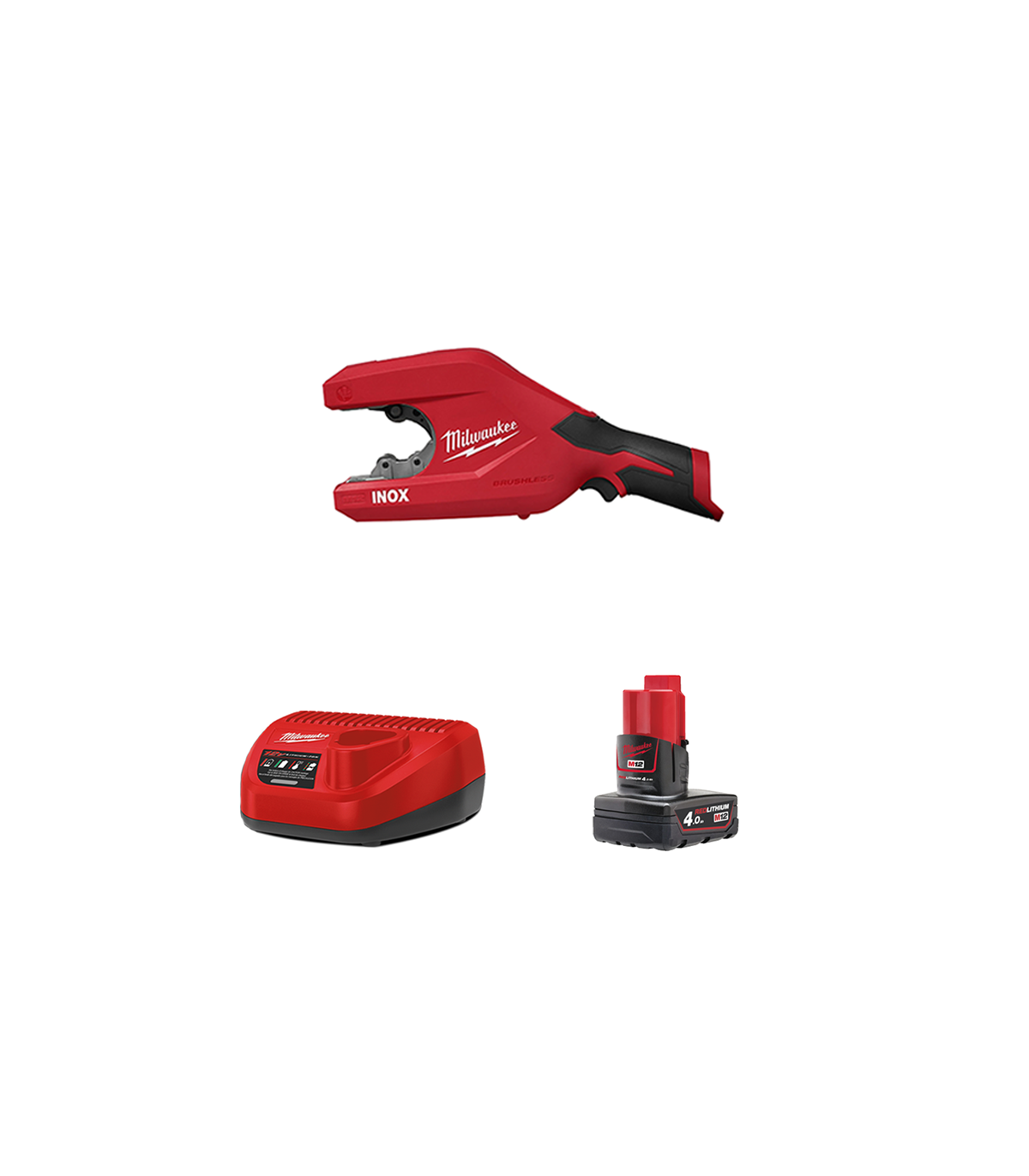 Coupe tube acier inoxydable M12 PCSS54-0 + 1 batterie 4 Ah 12 V + 1 chargeur C12C MILWAUKEE