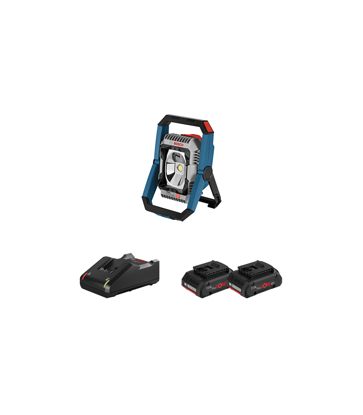 Projecteur de chantier GLI 18V-3000 + 2 batteries Procore 18V 4 Ah + 1 chargeur GAL 18V-40 BOSCH