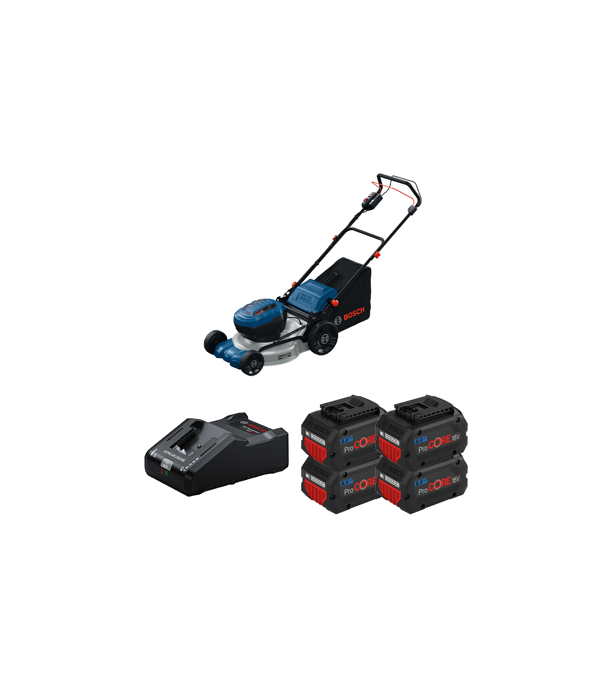 Tondeuse 2 x 18V GRA 18V2-46 SP + 4 batteries Procore 18V 8 Ah + 1 chargeur GAL 18V-160 BOSCH
