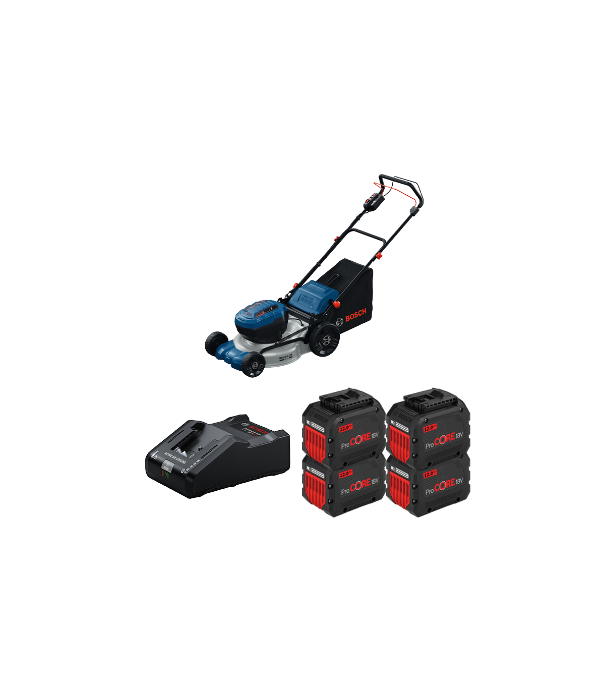 Tondeuse 2 x 18V GRA 18V2-46 SP + 4 batteries Procore 18V 12 Ah + 1 chargeur GAL 18V-160 BOSCH