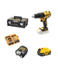Perceuse-visseuse 18V DCD777NT + 1 batterie 18V 5 Ah + 1 chargeur DCB1102-QW + coffret d'accessoires DEWALT