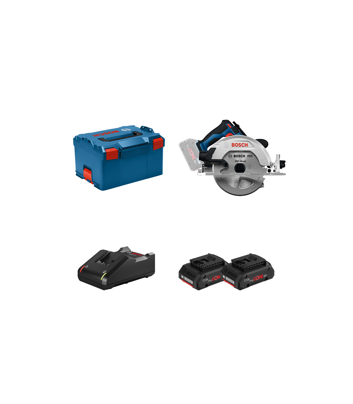 Scie circulaire Ø190 mm GKS 18V-68-2 + 2 batteries ProCore 18V 4 Ah + 1 chargeur GAL 18V-40 BOSCH