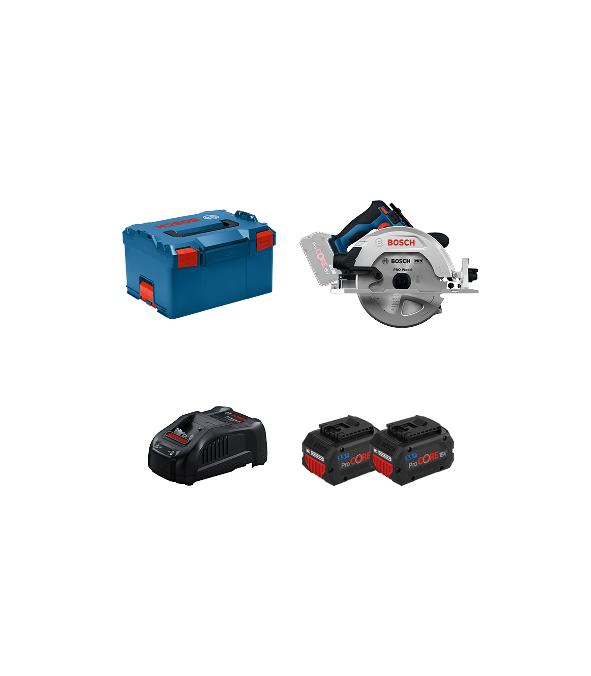 Scie circulaire Ø190 mm GKS 18V-68-2 + 2 batteries ProCore 18V 5,5 Ah + 1 chargeur GAL 18V-40 BOSCH