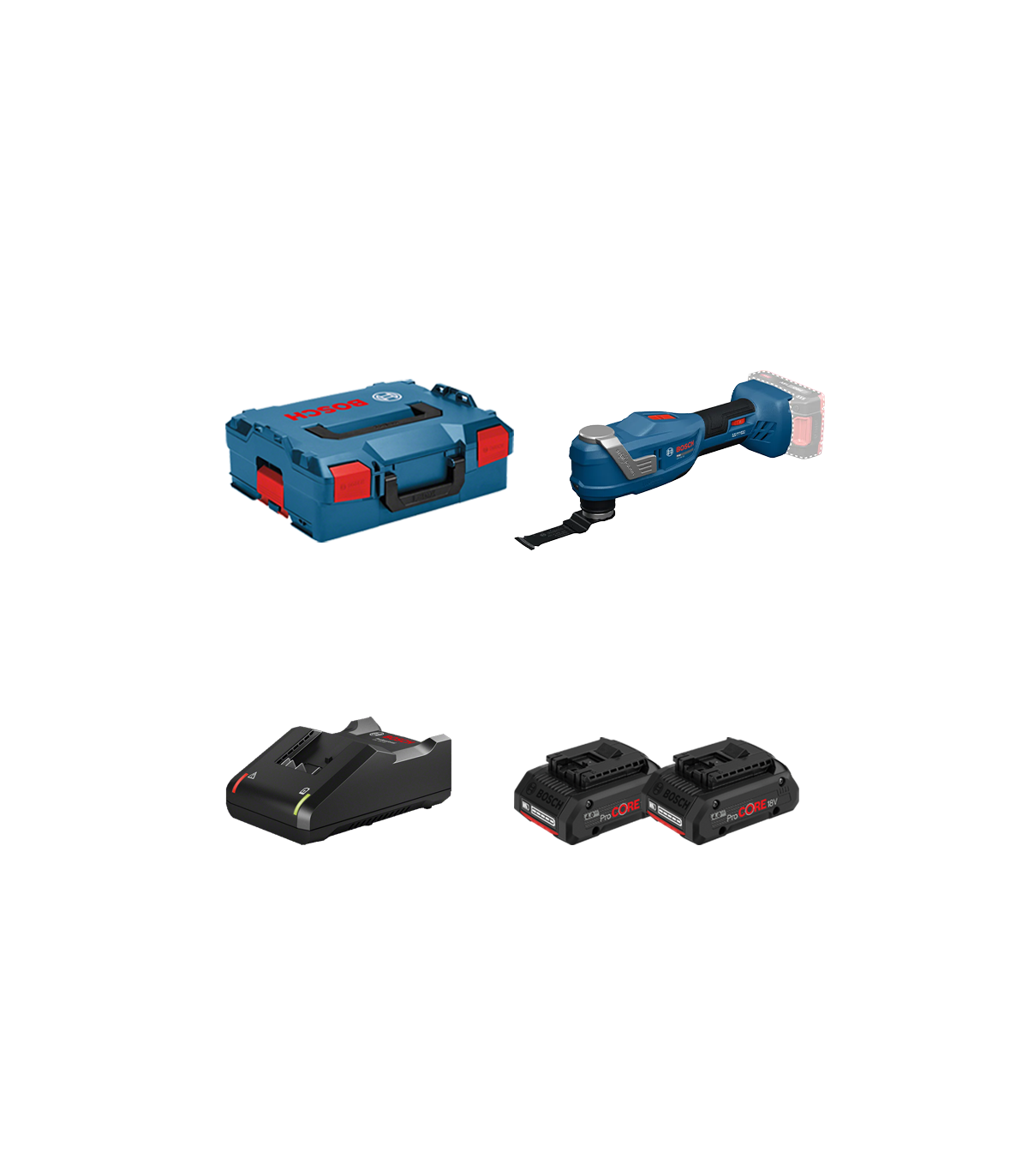 Découpeur-ponceur GOP 18V-30 + 2 batteries ProCore 18V 4 Ah + 1 chargeur GAL 18V-40 BOSCH