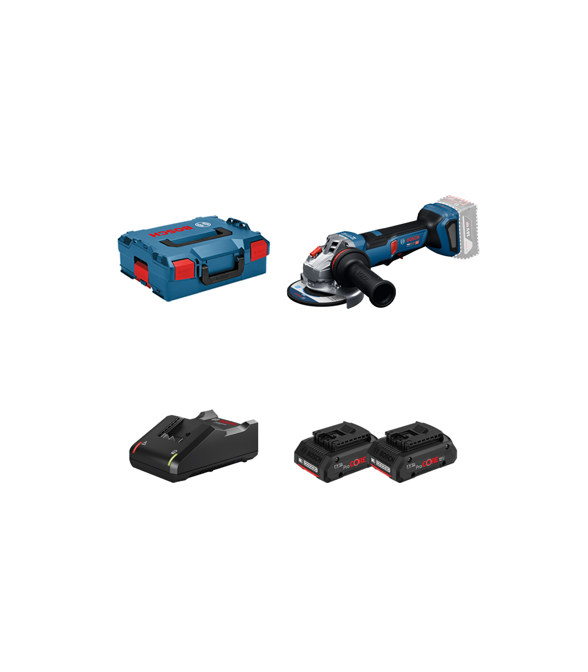Meuleuse Ø125 mm GWS 18V-11 PS + 2 batteries ProCore 18V 4 Ah + 1 chargeur GAL 18V-40 BOSCH