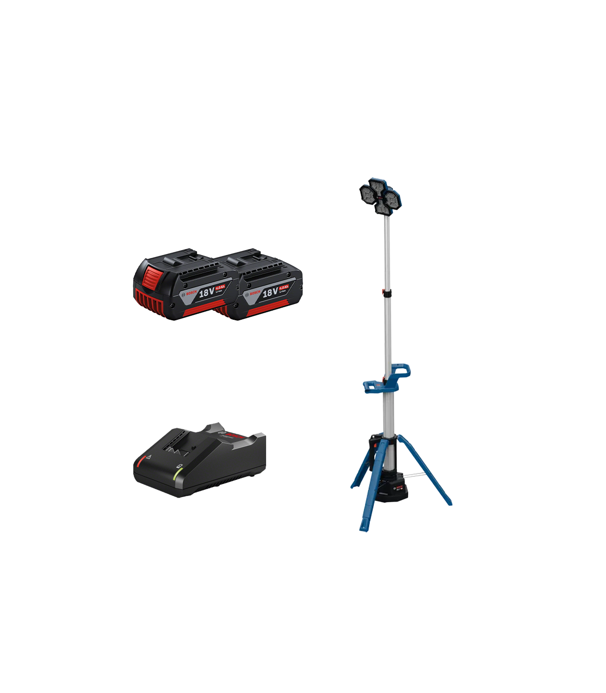 Projecteur de chantier GLT 18V-5000 + 2 batteries GBA 18V 4 Ah + 1 chargeur GAL 18V-40 BOSCH