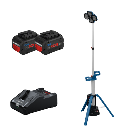 Projecteur de chantier GLT 18V-5000 + 2 batteries ProCore 18V 8 Ah + 1 chargeur GAL 18V-160 BOSCH