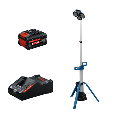 Projecteur de chantier GLT 18V-5000 + 1 Batterie EXPERT 8 Ah + 1 Chargeur EXAL18V-160 BOSCH