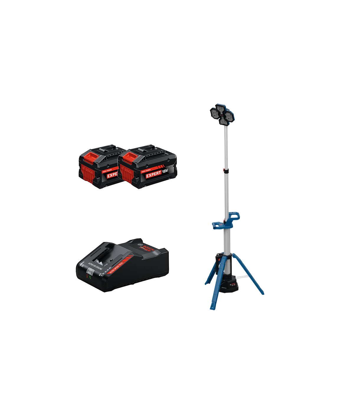 Projecteur de chantier GLT 18V-5000 + 2 Batteries EXPERT 8 Ah + 1 Chargeur EXAL18V-160 BOSCH