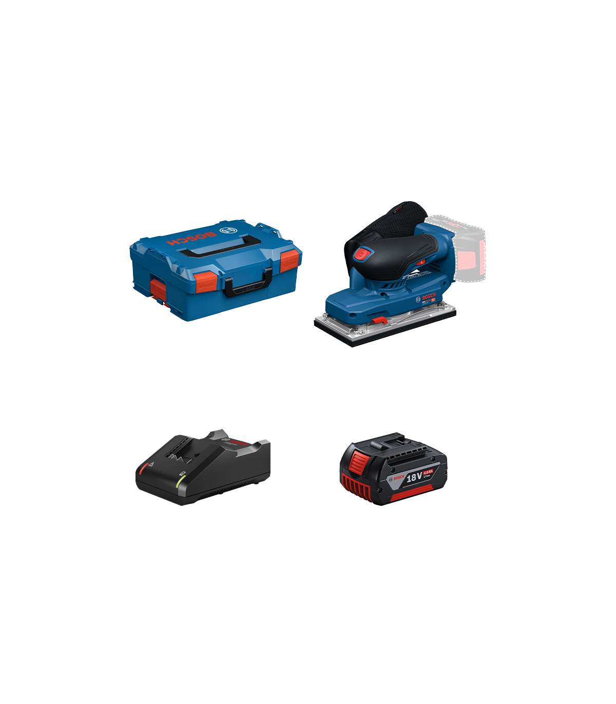 Ponceuse vibrante GSS 18V-18 + 1 batterie GBA 18V 4 Ah + 1 chargeur GAL 18V-40 BOSCH