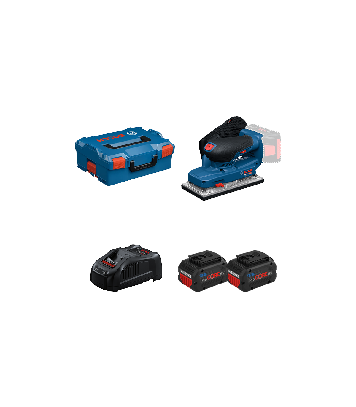 Ponceuse vibrante GSS 18V-18 + 2 batteries ProCore 18V 5,5 Ah + 1 chargeur GAL 1880 CV BOSCH