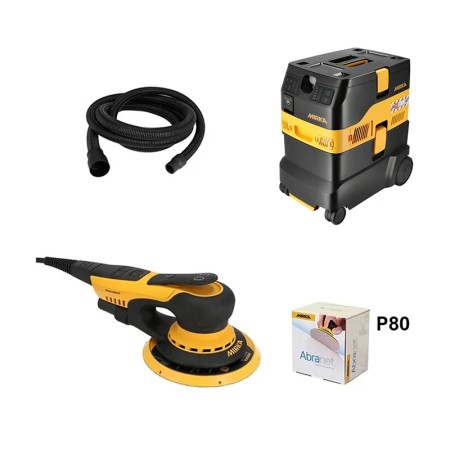 Pack ponceuse excentrique DEROS II 5650CV  + aspirateur DEXOS 1230 M + tuyau + Abranet MIRKA