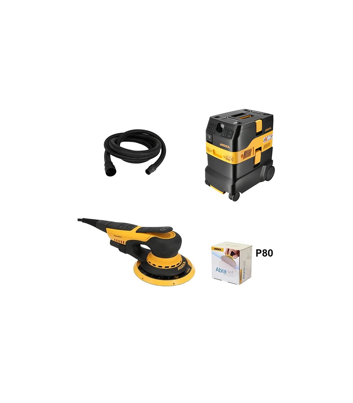 Pack ponceuse excentrique DEROS II 5650CV  + aspirateur DEXOS 1230 M + tuyau + Abranet MIRKA
