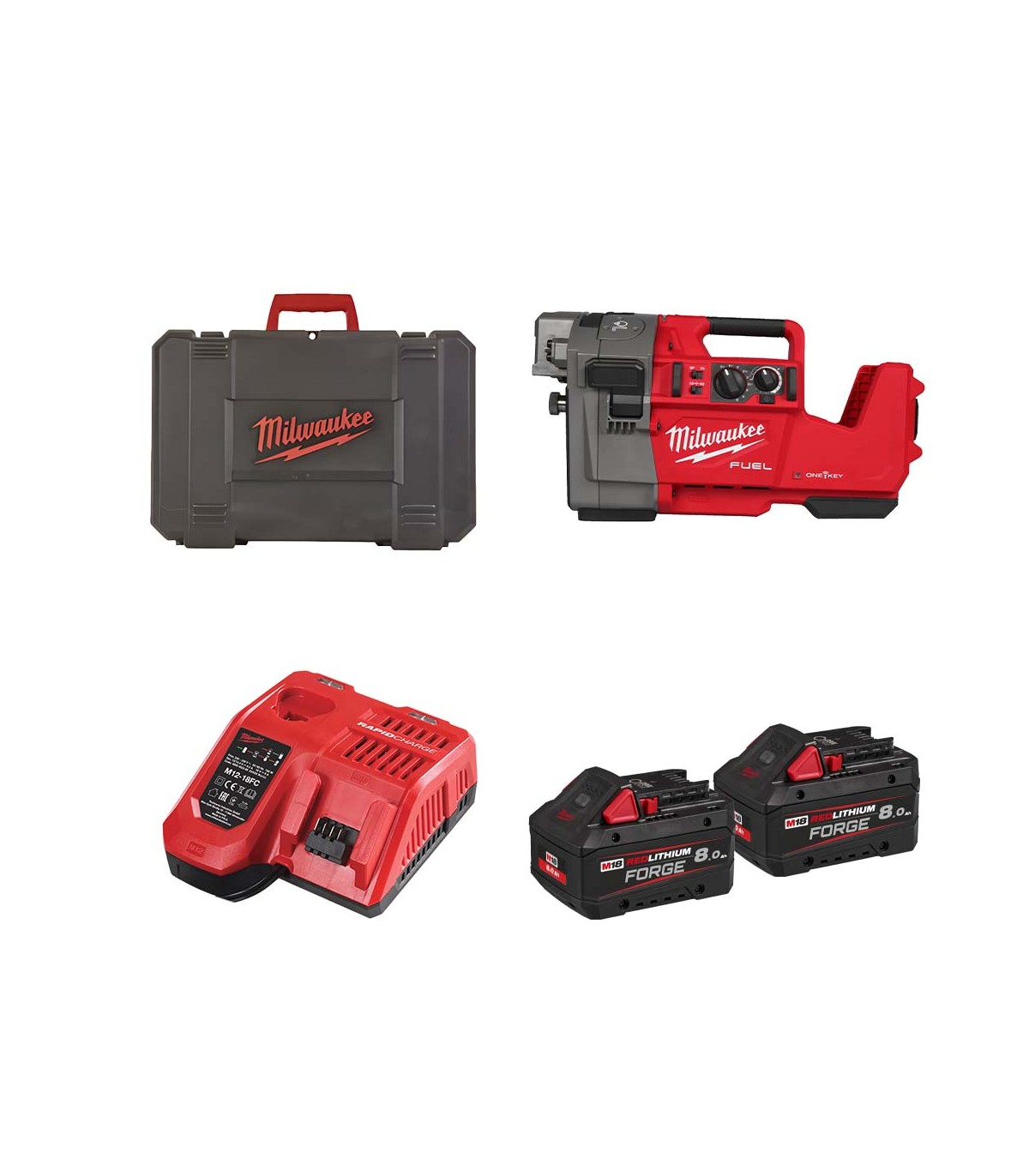 Rainureuse à rouleaux M18 FRGRO114-802C + 2 batteries Forge 18V 8 Ah + 1 chargeur M12-18FC MILWAUKEE