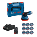 Ponceuse excentrique Ø125 mm GEX 12V-125 + 1 Batterie GBA 12V 3 Ah + 1 chargeur GAL 12V-40 + Coffret de 9 abrasifs O780 Ø125 mm