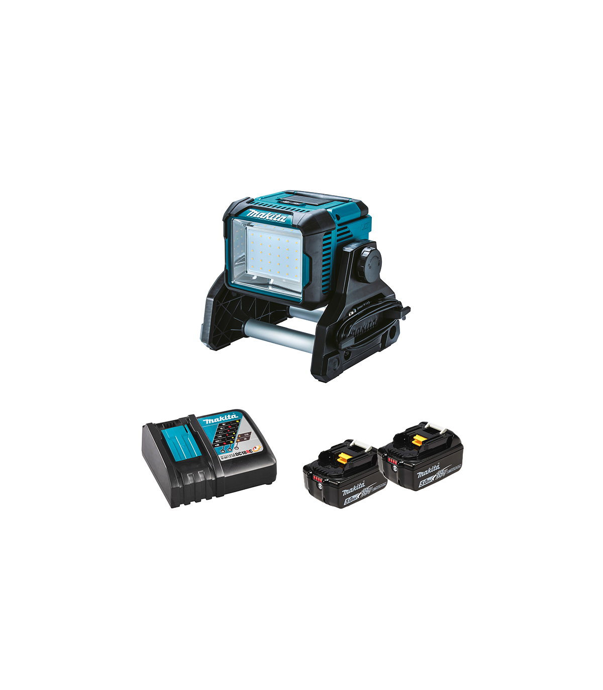 Projecteur de chantier 3000 lm DEADML811 + 2 batteries BL1850B 18V 5 Ah + 1 chargeur rapide DC18RC MAKITA