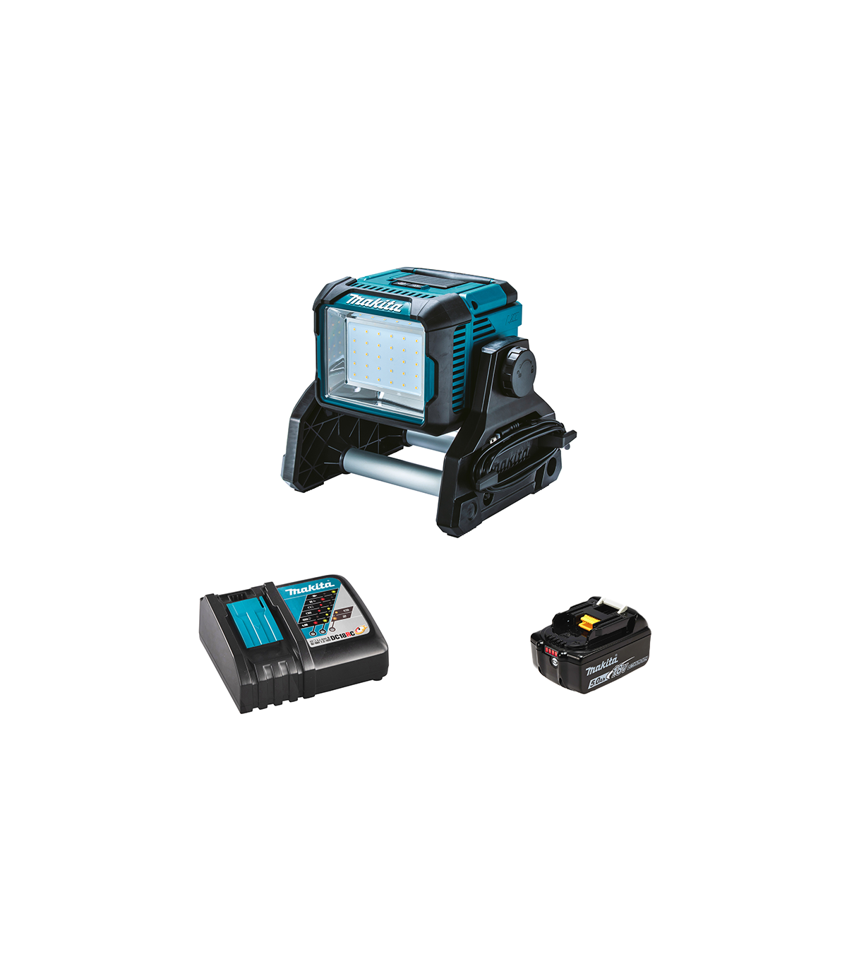 Projecteur de chantier 3000 lm DEADML811 + 1 batterie BL1850B 18V 5 Ah + 1 chargeur rapide DC18RC MAKITA