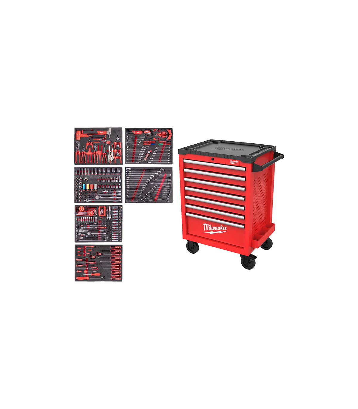 Servante équipée 7 tiroirs 69CM TOOLGUARD 337 outils MILWAUKEE