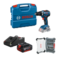Perceuse-visseuse GSR 18V-55 + 1 Batterie GBA 18V 4 Ah + 1 chargeur GAL 18V-40 + 1 Coffret de 23 embouts de vissage BOSCH