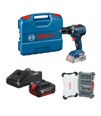 Perceuse-visseuse GSR 18V-55 + 1 Batterie GBA 18V 4 Ah + 1 chargeur GAL 18V-40 + 1 Coffret de 23 embouts de vissage BOSCH