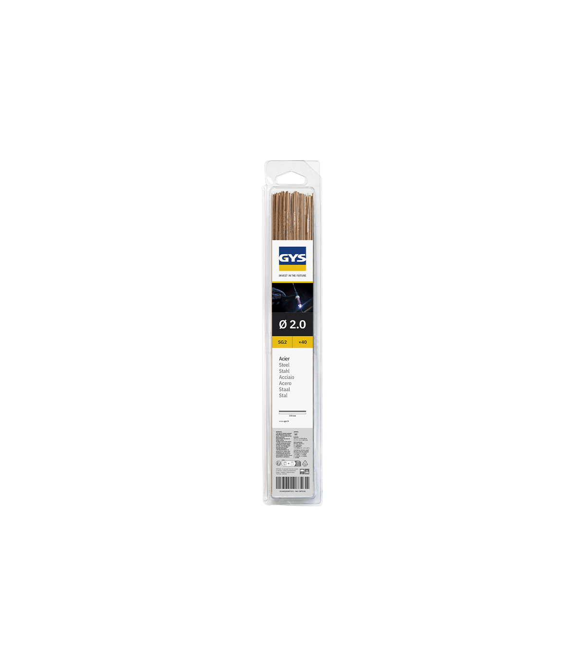 40 baguettes TIG acier (SG2) Ø2 mm GYS